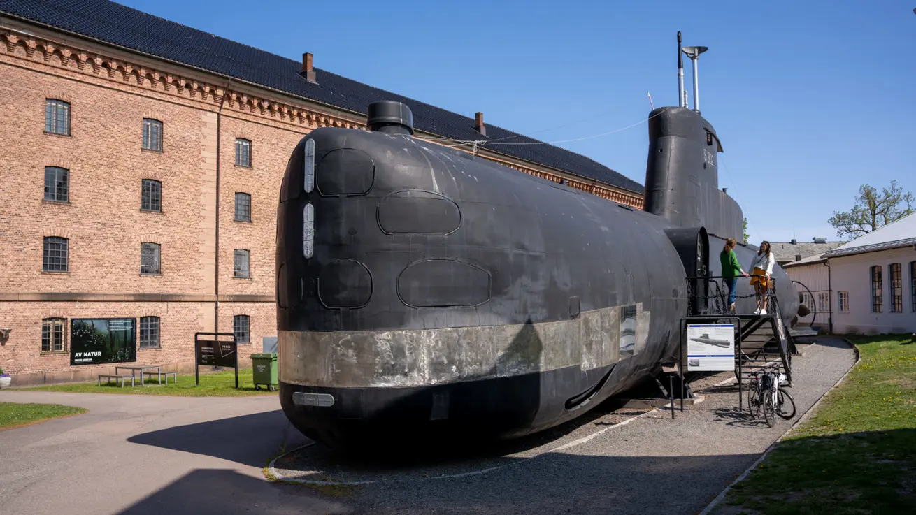 Das U-Boot Utstein liegt vor dem Marinemuseum auf der Halbinsel Karljohansvern in Horten.